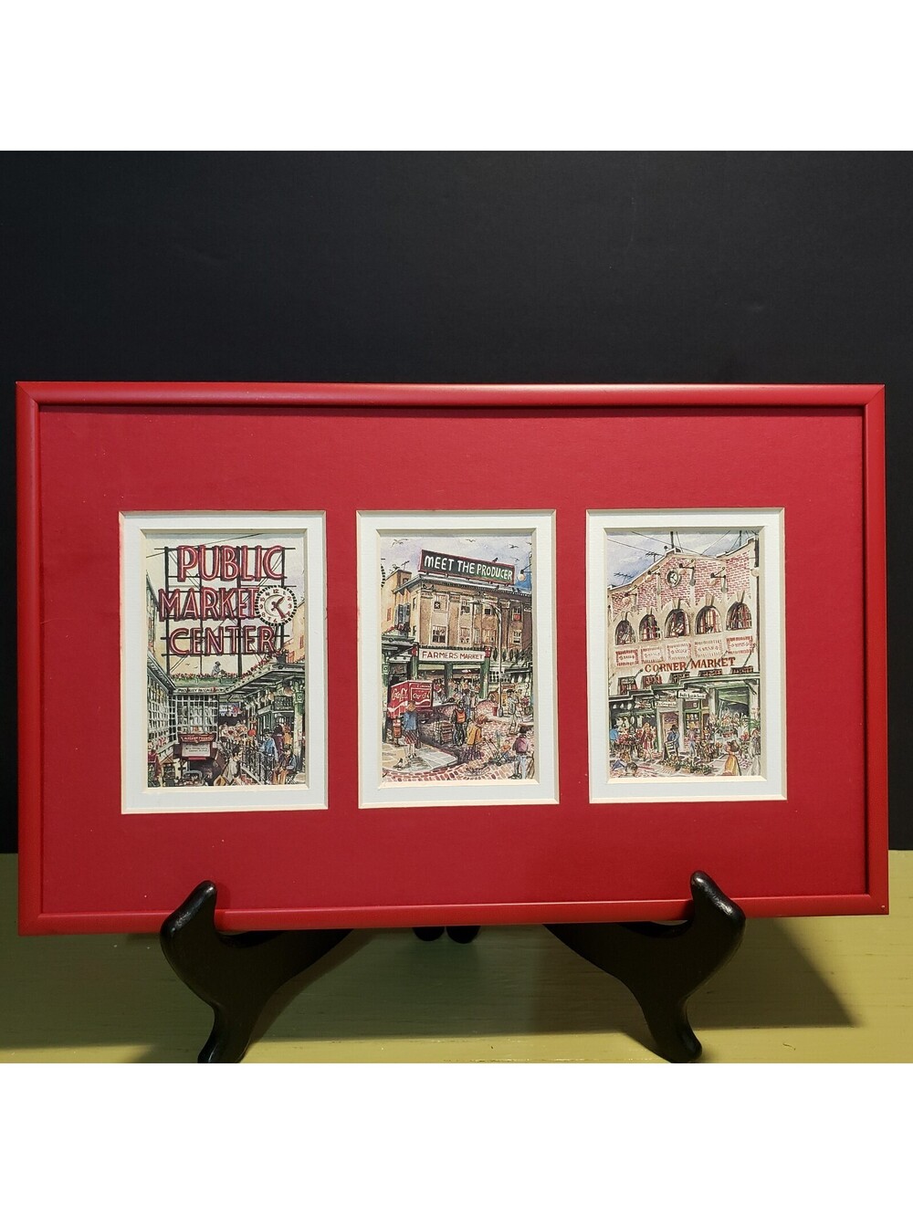 Sarah Clementson Yaeger Triptych Pikes Place Market Seattle Framed
